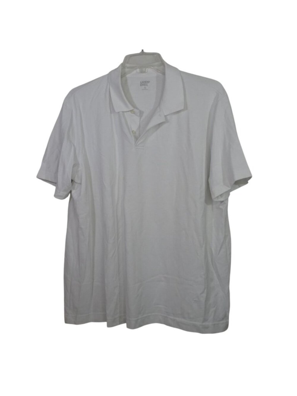 Lands End White Polo Shirt Men Size XXL 50-52 Collared Golf Preppy Uniform
